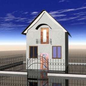 Modelo 3d de pequena casa de tijolos