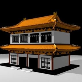 مبنى العمارة الصينية القديمة نموذج ثلاثي الأبعاد