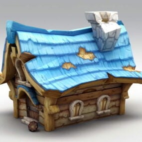 Modello 3d di piccola casa medievale