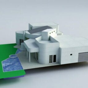 Villa With Pool 3d model