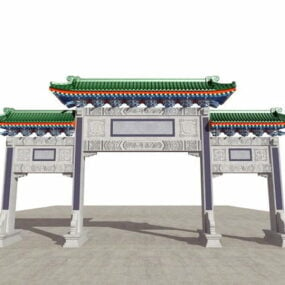 Modello 3d dell'antica porta cinese Paifang