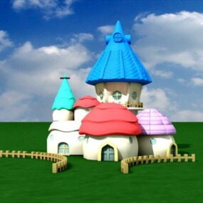 Modelo 3d de casas de cogumelos de fadas