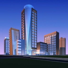 Modelo 3D de edifícios residenciais e comerciais