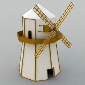 Petit moulin à vent en bois modèle 3D