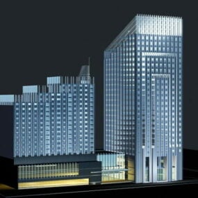 Hotel w nocy Model 3D