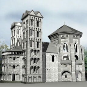 Middeleeuwse Castle With Bridge 3d model
