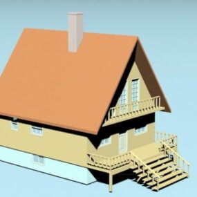 Small Log Cabin Building 3d model