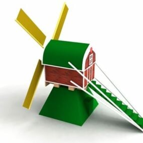 Modelo 3d da casa do moinho de vento dos desenhos animados