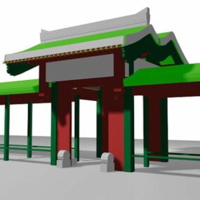 نموذج البوابة الصينية القديمة ثلاثي الأبعاد