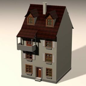 छोटा औपनिवेशिक घर 3डी मॉडल