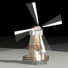 3D model věžového mlýna