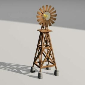 Petit moulin à vent en bois modèle 3D