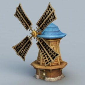 Dessin animé de moulin à vent de ferme modèle 3D