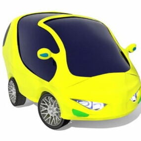 노란색 스마트 시티 자동차 3d 모델
