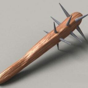 Spiked Wooden Club Weapon 3d model