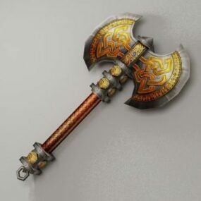 Fantasy Battle Axe Low Poly 3d-modell