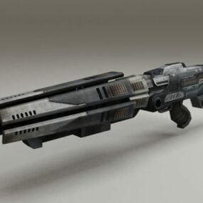 Model 3d Poli Rendah Senjata Sci-fi