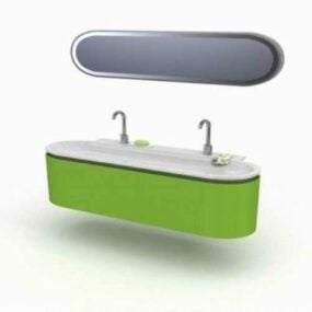 エレガントなグリーンの洗面化粧台3Dモデル