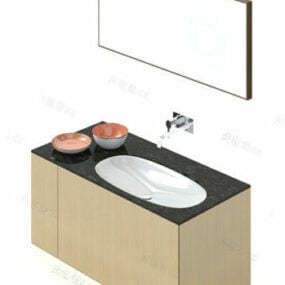 Granite Counter Top Solid Wood Bathroom Vanity 3d model