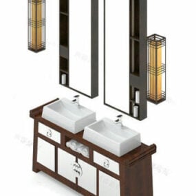 Luxurious Double Sink Bathroom Vanity Cabinet 3d model