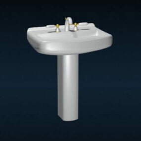 Ceramic Pedestal Wash Basin 3d model