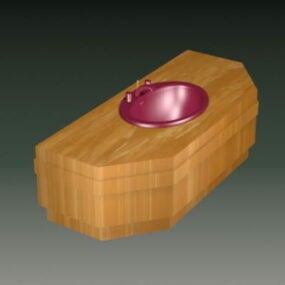Wood Counter Top With Washbasin 3d model