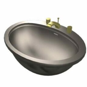 Metal Washbowl With Tap 3d model