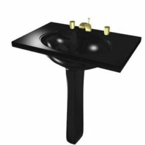 Black Wash Basin With Pedestal 3d model