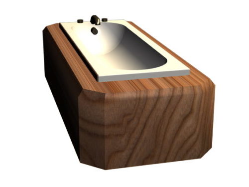 Встроенная ванна с деревянной панелью Бесплатная 3d модель - .3ds .