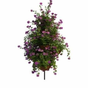 Modelo 3D de arranjo de vaso de flores ao ar livre
