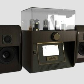 Système audio vintage modèle 3D