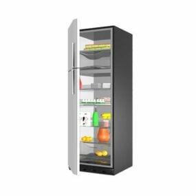 음식이 가득한 오픈 냉장고 3d 모델