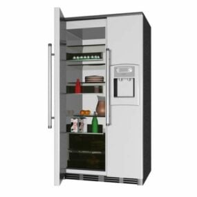 Ανοιχτό τρισδιάστατο μοντέλο ψυγείου με τρόφιμα