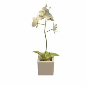 White Flower Pot 3d model