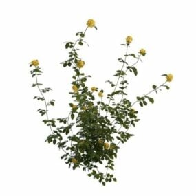 Model 3D krzewu z żółtymi kwiatami