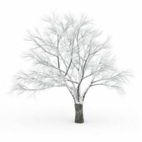 Model 3D nagiego drzewa ze śniegiem