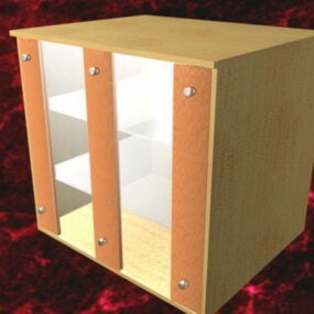 Modelo 3d de armário de armazenamento de madeira