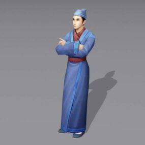 고대 중국 남성 웨이터 3d 모델