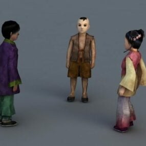 نموذج ثلاثي الأبعاد للأطفال الريفيين الصينيين التقليديين
