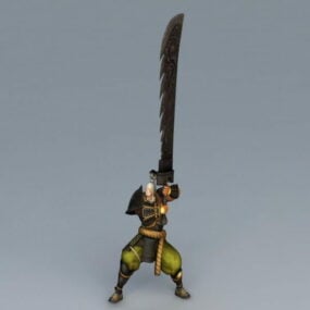 Samurai Dengan Model 3d Pedang Terpanjang