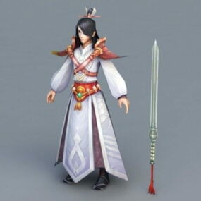剣を持つアニメ男3Dモデル