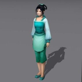 Traditional Chinese Peasant Girl 3d model