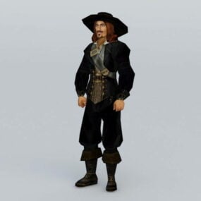 Model 3d Kapten Pirate Abad Pertengahan