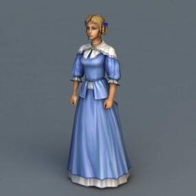 Genç Ortaçağ Kızı 3D modeli