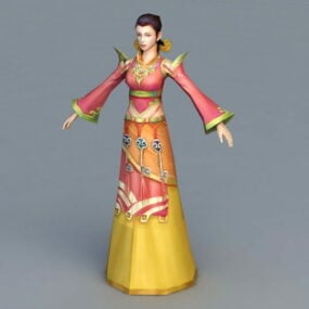 Modelo 3d de mulher coreana tradicional
