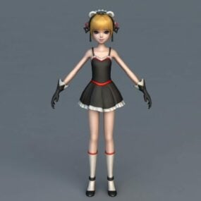 Karakter Gadis Anime Rigged Model 3d animasi