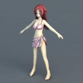 Chica anime traje de baño modelo 3d