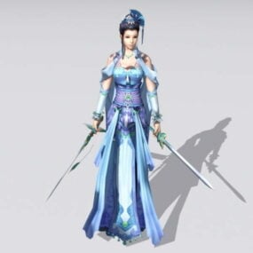 女性剣士フィギュア 3d モデル
