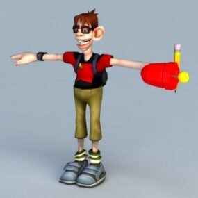 Cartoon-Schüler-3D-Modell
