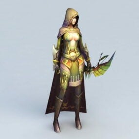 Hooded Female Archer 3d model